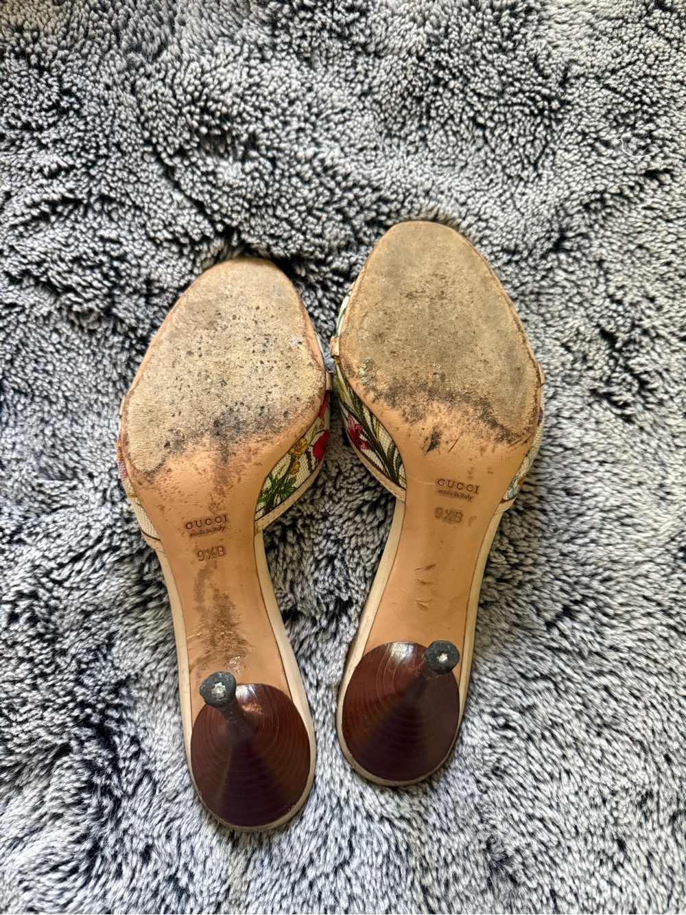 Gucci Floral Bamboo Horsebit Beige Slide Mules - Picture 5 of 5
